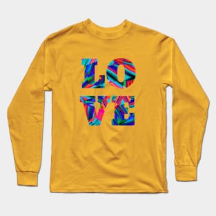 Glitch Art Love Typography Long Sleeve T-Shirt